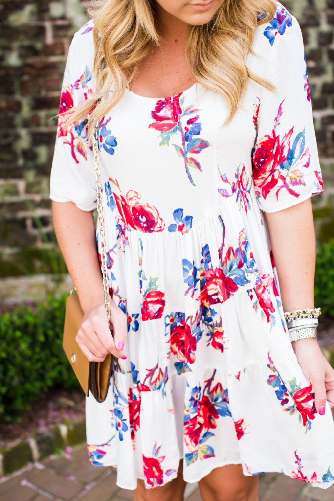 Chicwish Flamingo Dress Bauble Bar Necklace Tory Burch Clutch with Soludos Wedges-19