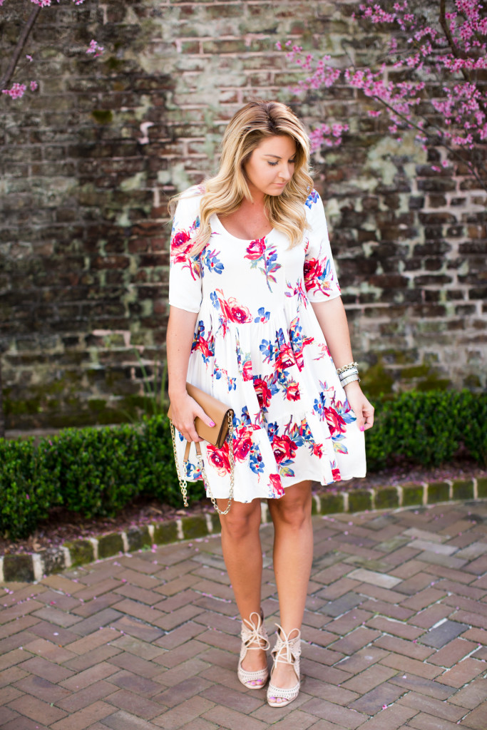 Chicwish Flamingo Dress Bauble Bar Necklace Tory Burch Clutch with Soludos Wedges-4