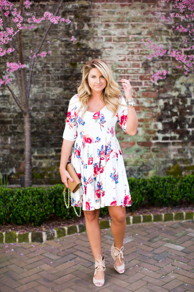 Chicwish Flamingo Dress Bauble Bar Necklace Tory Burch Clutch with Soludos Wedges-6