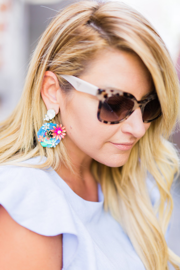 ruffle romper bauble bar earrings celine nano asos