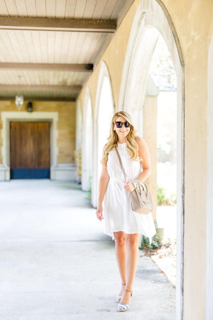 perfect stripe wedges with a darling white dress