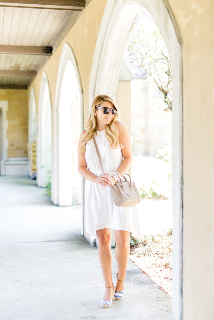 perfect stripe wedges with a darling white dress