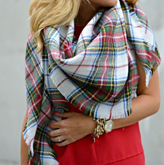 Outfit | Holiday Red + Plaid Blanket Scarf - SHOP DANDY | A florida ...