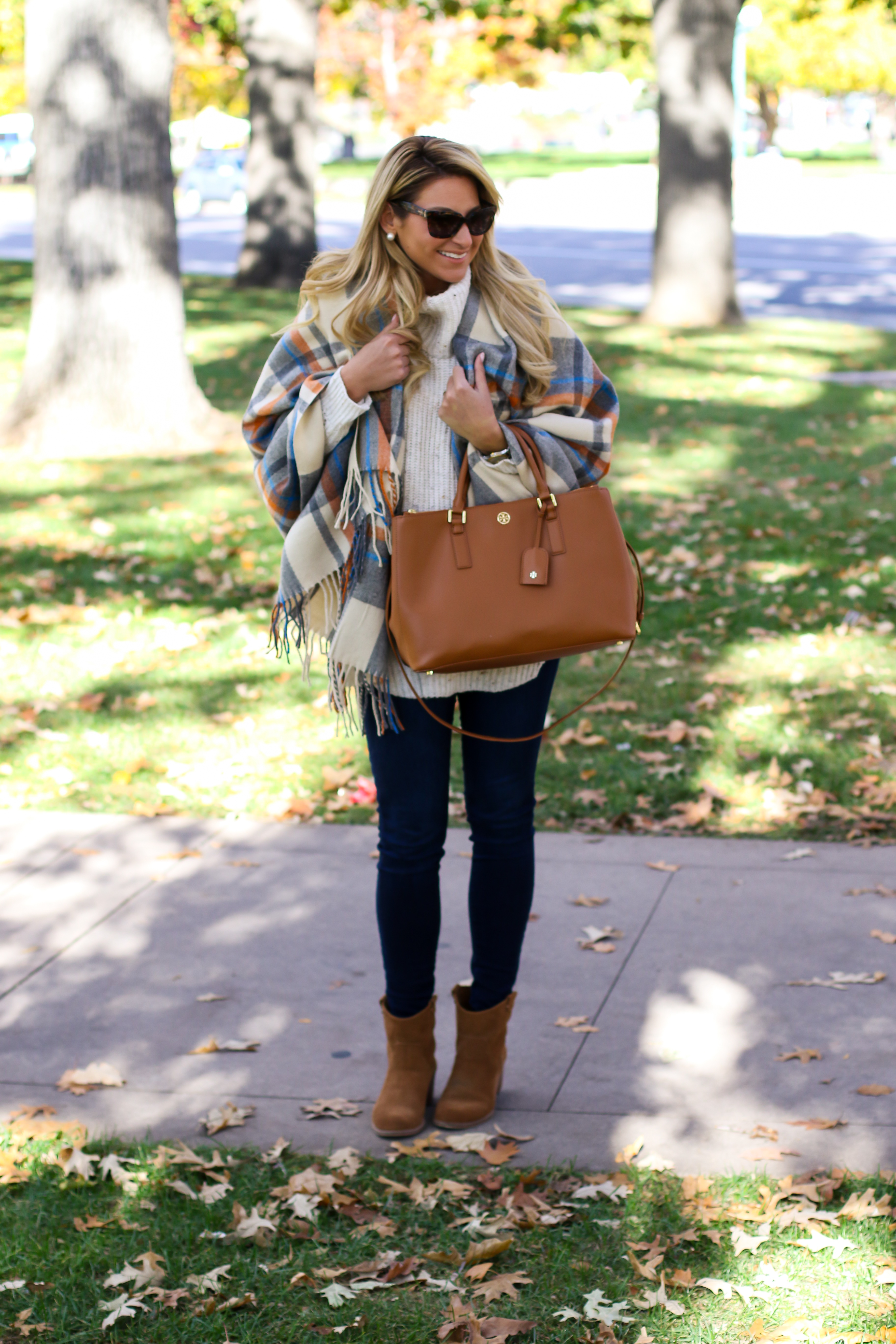 Chunky Turtleneck Sweater with Nordstrom Jeans Tory Burch Robinson Handbag  and Dolce Vita Booties and ASOS plaid blanket scarf-16 - SHOP DANDY | A  florida based style and beauty blog by Danielle