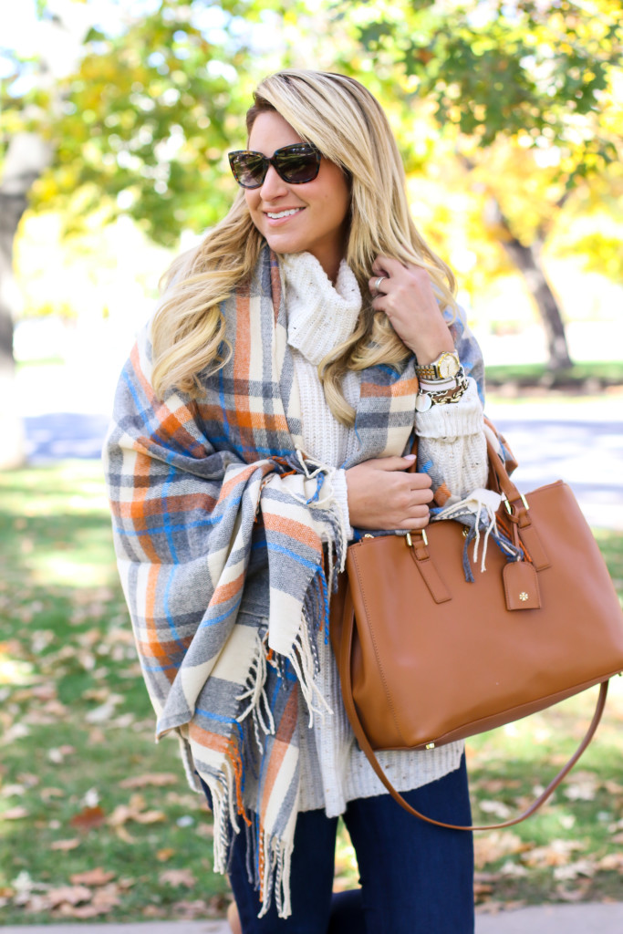 Chunky Turtleneck Sweater with Nordstrom Jeans Tory Burch Robinson Handbag  and Dolce Vita Booties and ASOS plaid blanket scarf-21 - SHOP DANDY | A  florida based style and beauty blog by Danielle