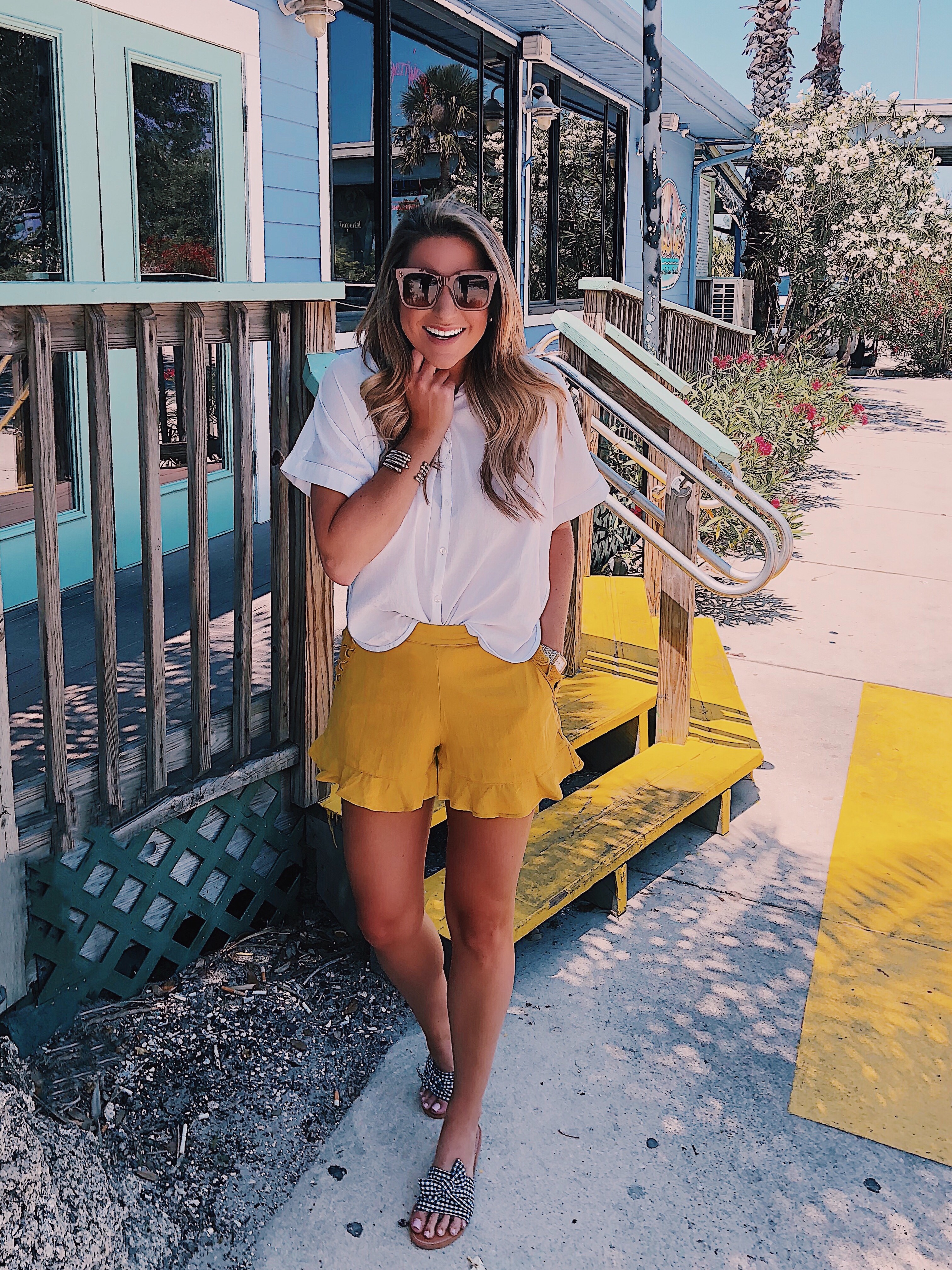 Yellow Ruffle Shorts - SHOP DANDY  A florida based style and beauty blog  by Danielle